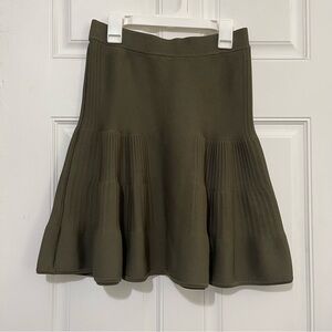 INTERMIX Fit And Flare Knit Olive Mini Skirt Size S